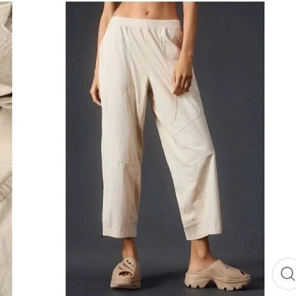 ANTHROPOLOGIE Daily Practice Straight Leg Ankle Pants Cream Size M NEW